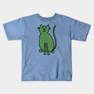 Cat Green Metallic Kids T-Shirt